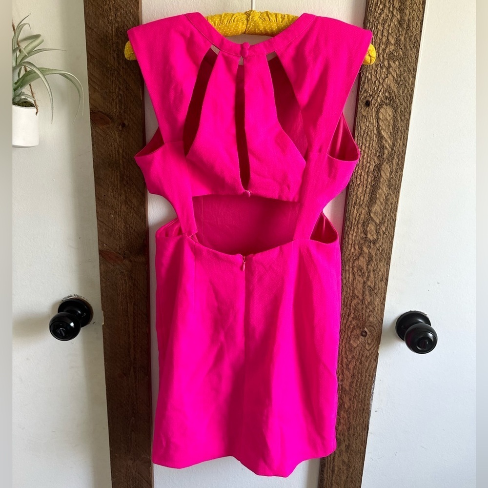 Gorgeous Y2K Tobi Hot Pink Cut Out Bodycon Dress with Shoulder Pads